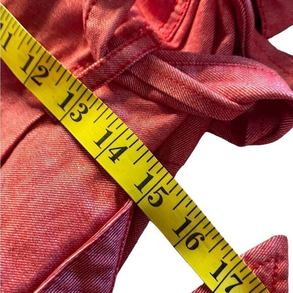 ANTHROPOLOGIE Elle Cotton Trench Coat Red Chambray Handkerchief Hem NWT - Picture 10 of 12